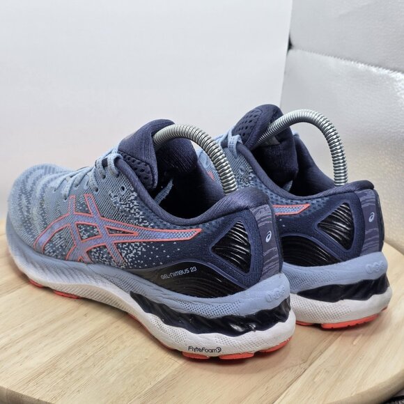 Women’s 9 Asics Gel Nimbus 23 Blue orange Gym Running Shoes Sneakers 1012A885 - Picture 7 of 10
